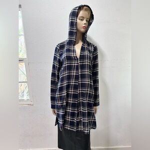Everly Navy and White Plaid Cardigan